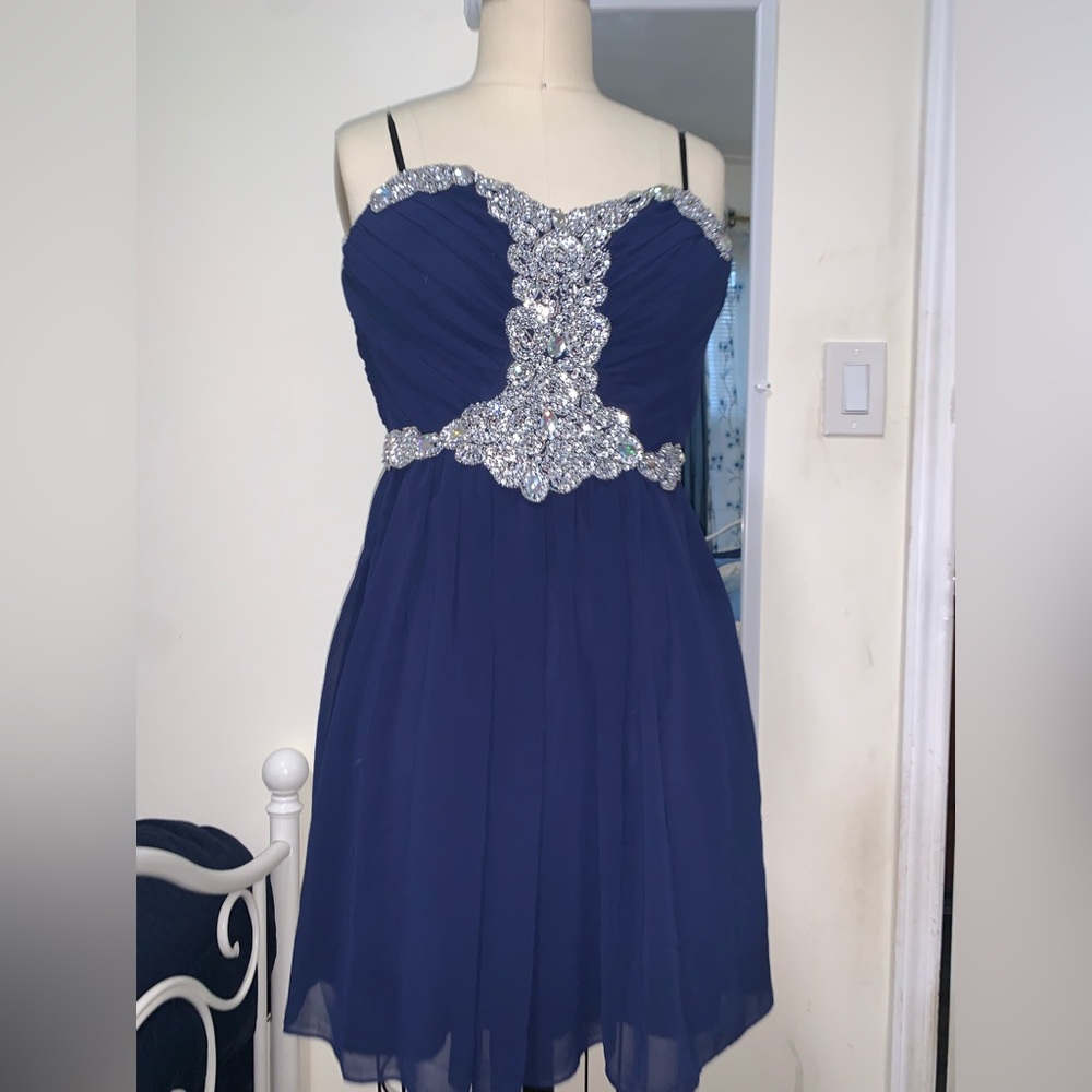 City Triangles Blue Beaded Dress (Juniors Size 5)